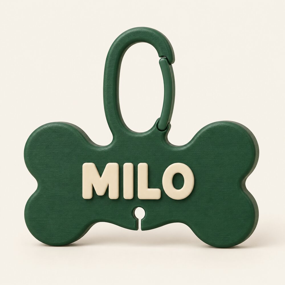 Beutelclip in Knochenform in Waldgrün